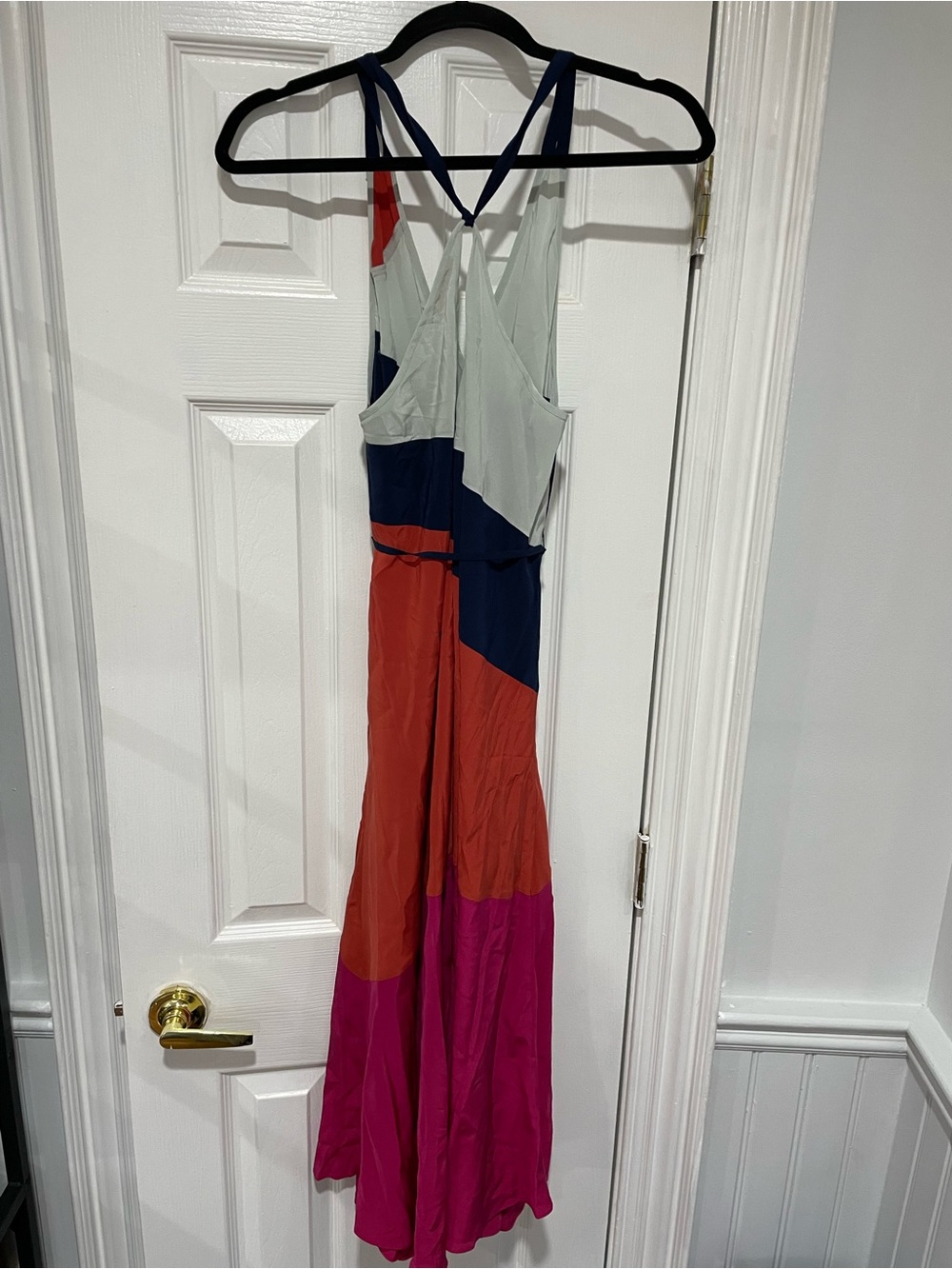 Tory Burch Colorblock Dress in Magenta, Navy & Cream